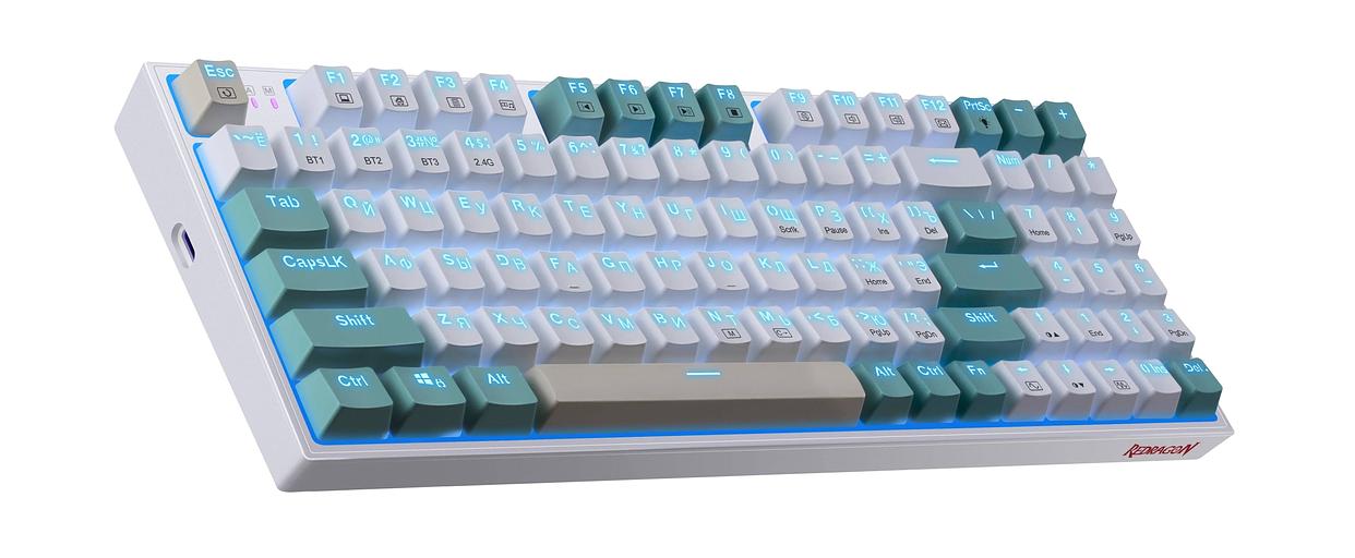 Defender Беспроводная клавиатура Veigar RU,RGB,BT+2.4G,бело-голубой_5 фото 1