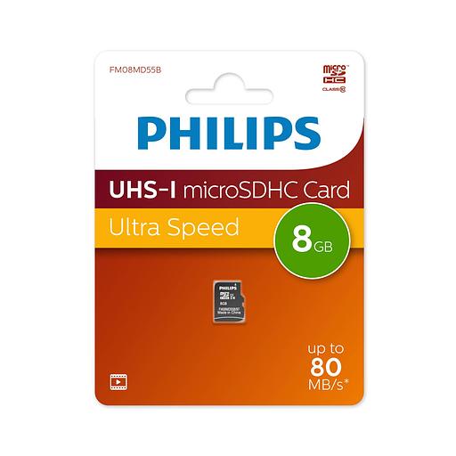 Флеш карта microSD 8GB PHILIPS High Speed microSDHC Class 10 80MB/s фото 1