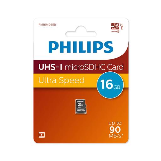 Флеш карта microSD 16GB PHILIPS High Speed microSDHC Class 10 90MB/s фото 1