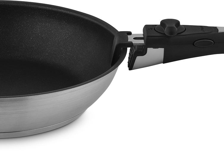 Набор 5 предм: Кастрюли б/кр 16 см (1,4 л), 20 см (2,8 л), сковороды б/кр 26*5 см, 28*5 см, съемная фото 4