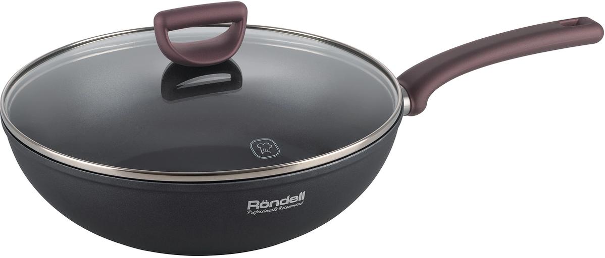 Сковорода ВОК (WOK) Rondell Fest RDA-1527 круглая 28см покрытие: Xylan Plus ручка несъемная (с крышкой) черный фото 1