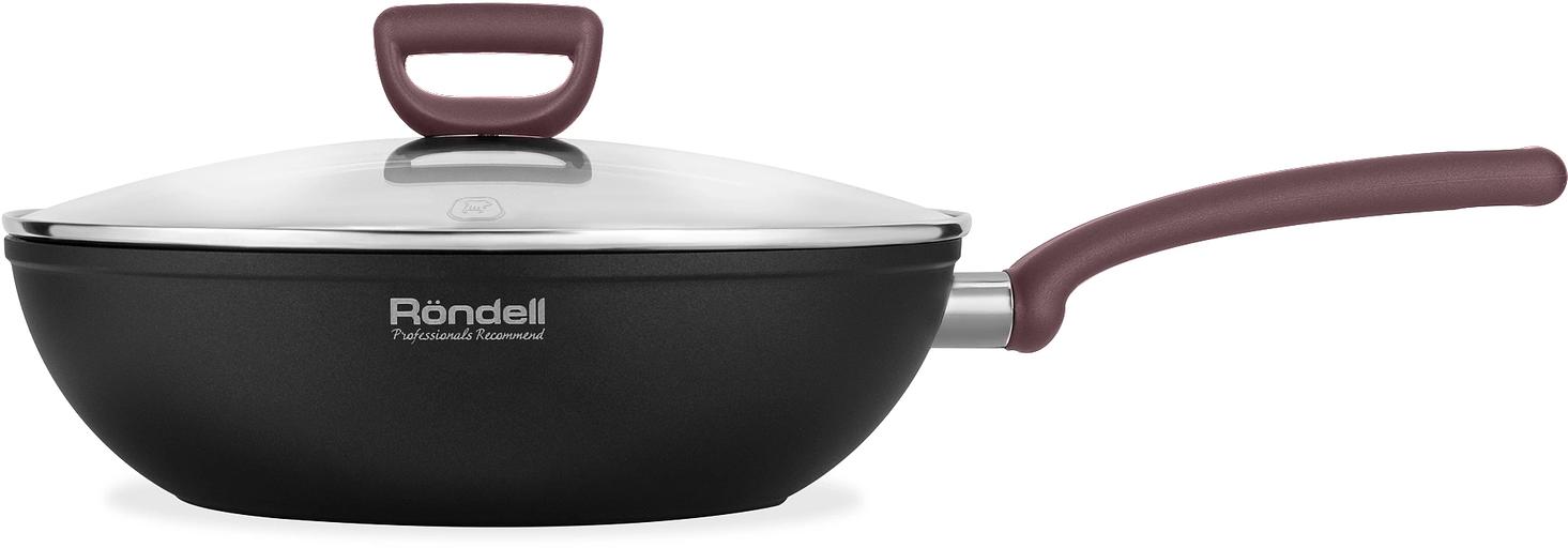 Сковорода ВОК (WOK) Rondell Fest RDA-1527 круглая 28см покрытие: Xylan Plus ручка несъемная (с крышкой) черный фото 2