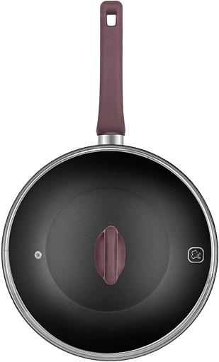 Сковорода ВОК (WOK) Rondell Fest RDA-1527 круглая 28см покрытие: Xylan Plus ручка несъемная (с крышкой) черный фото 4