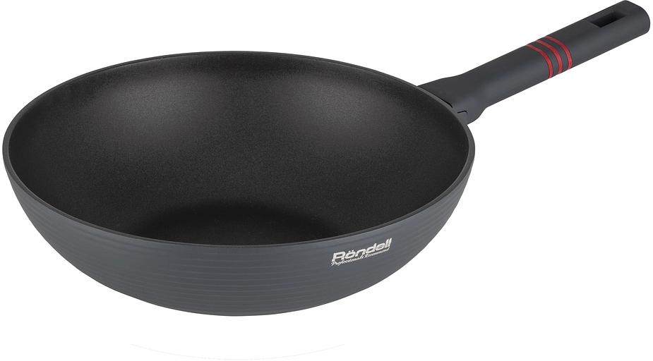 Сковорода ВОК (WOK) Rondell Stripes RDA-1618 круглая 28см покрытие: Xylan Plus ручка несъемная (без крышки) серый фото 2
