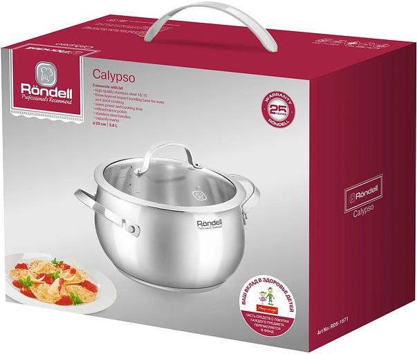 Кастрюля Rondell Calypso RDS-1671 3.8л. d=20см (с крышкой) стальной фото 6
