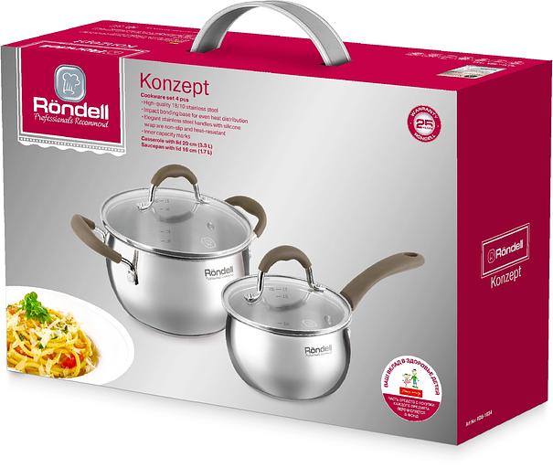 Набор посуды 4 пр: Кастрюля с/кр 20 см (3,3 л) и ковш с/кр 16 см (1,7 л) Konzept RDS-1834 фото 10