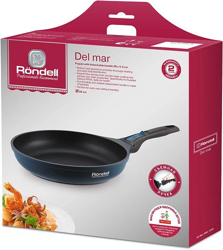 Сковорода Rondell Del mar RDA-1849 круглая 28см покрытие: Xylan Plus ручка съемная (без крышки) синий фото 6