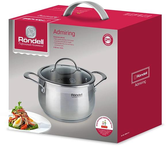 Кастрюля Rondell Admiring RDS-747 5.3л. d=22см (с крышкой) стальной фото 7