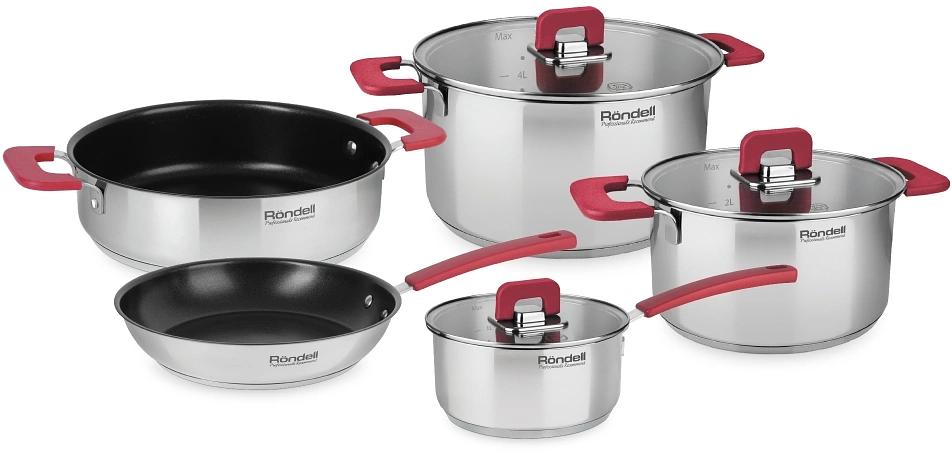 Набор 8 предметов: Кастрюли с/кр 20 см (3,0л), 24 см (5,6л), ковш с/кр 16 см (1,4л), сотейник б/кр 2 фото 1