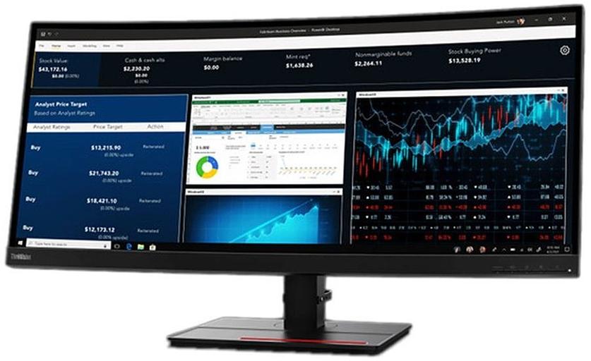 Монитор Lenovo 34" ThinkVision P34w-20 черный IPS LED 4ms 21:9 HDMI M/M матовая HAS Piv 1000:1 300cd 178гр/178гр 3440x1440 60Hz DP Ultra WQHD USB 10.8кг фото 3