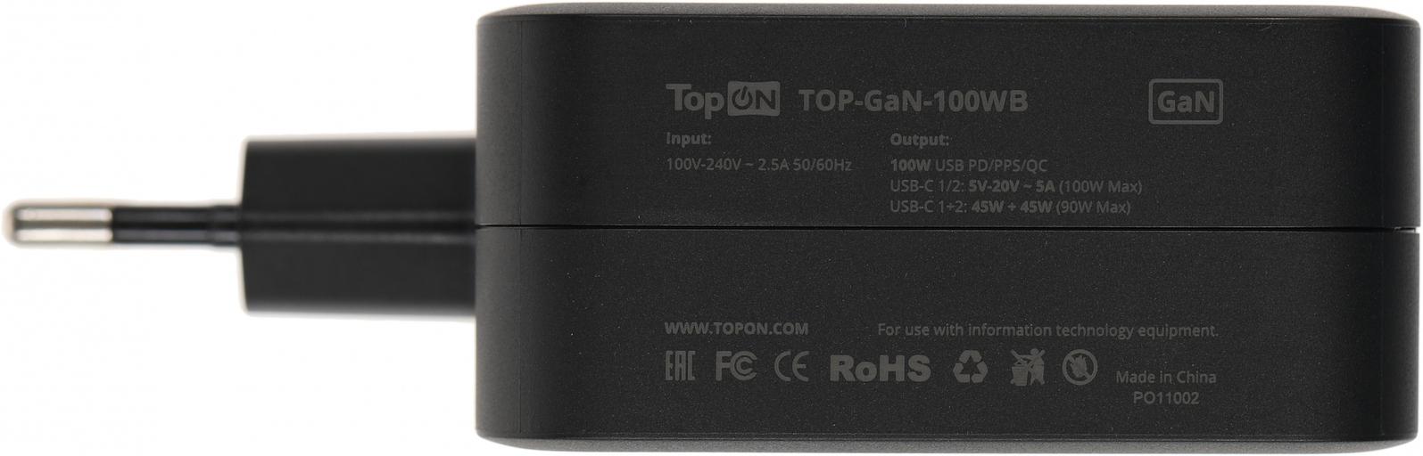 Блок питания TopON TOP-GaN-100WB автоматический 100W 5V-20V 5A 2xUSB от бытовой электросети LED индикатор фото 5