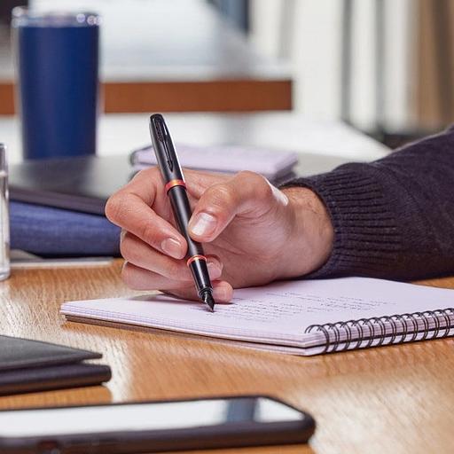 Ручка перьев. Parker IM Vibrant Rings F315 (2172943) Flame Orange PVD F сталь нержавеющая подар.кор. фото 7