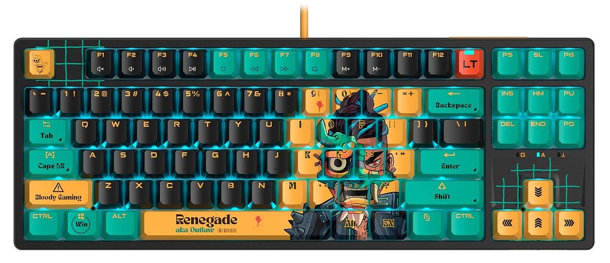 Клавиатура A4Tech Bloody AT87 Renegade механическая черный/зеленый USB for gamer LED (AT87) фото 1