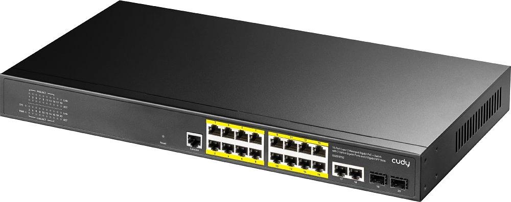 Коммутатор Cudy GS2018PS2-200W (L2) 16x1Гбит/с 2SFP 16PoE+ 200W управляемый фото 1