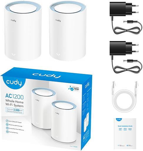 Бесшовный Mesh роутер Cudy M1200 (M1200 2-PACK) AC1200 Wi-Fi белый (упак.:2шт) фото 2