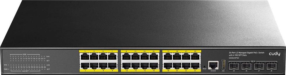 Коммутатор Cudy GS5024PS4 (L3) 24x1Гбит/с 4SFP+ 24PoE+ 400W управляемый фото 2