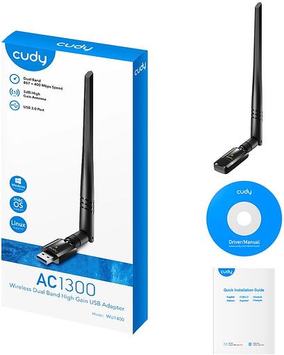 Сетевой адаптер Wi-Fi Cudy WU1400 AC1300 USB 3.0 (ант.внеш.несъем.) 1ант. фото 2