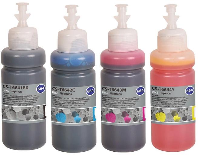 Чернила Cactus CS-T664set 664 голубой/пурпурный/желтый/черный набор 4x70мл для Epson фото 2