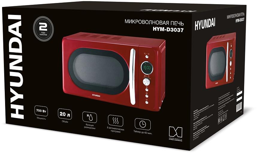 Микроволновая Печь Hyundai HYM-D3037 20л. 700Вт красный/серебристый фото 2