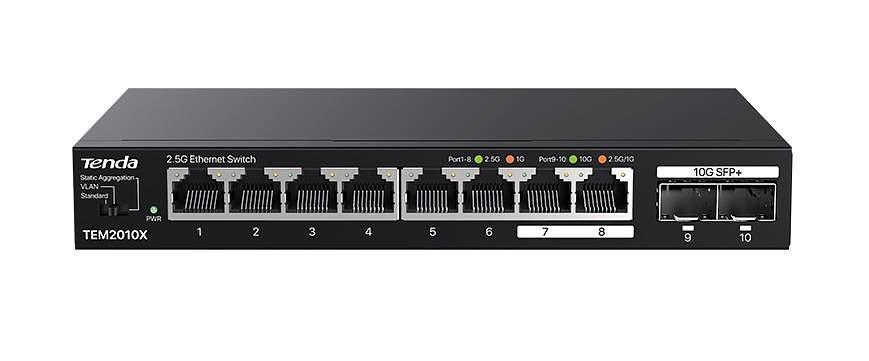 Сетевой коммутатор TENDA TEM2010X Настольное исполнение 8x10Base-T / 100Base-TX / 1000Base-T 2xSFP+ 12 Вт TEM2010X фото 1