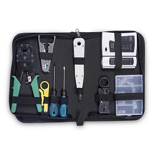 Cabeus HT-TK-01 Набор инструментов (инструмент обжимной, инструмент для заделки витой пары, зачистки, отвертки, тестер, коннекторы) фото 1