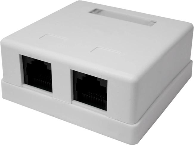Розетка Suprlan 10-0309-1 наклад.RJ45 2 кат.5E UTP бел. фото 1