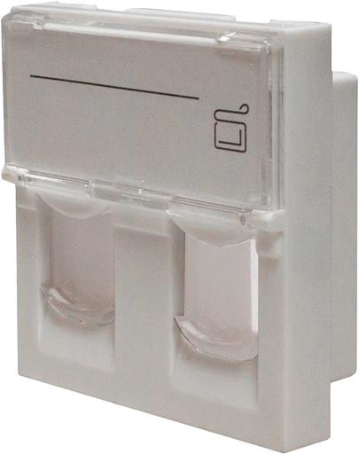 Панель Suprlan 10-0302-1 лицевая со шторкой 45x45 2xKeystone ABS пластик белый фото 1