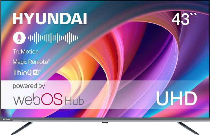 Телевизор LED Hyundai 43" H-LED43BU7100 Frameless Metal серый 4K Ultra HD 60Hz MEMC DVB-T DVB-T2 DVB-C DVB-S DVB-S2 USB WiFi Smart TV фото 1