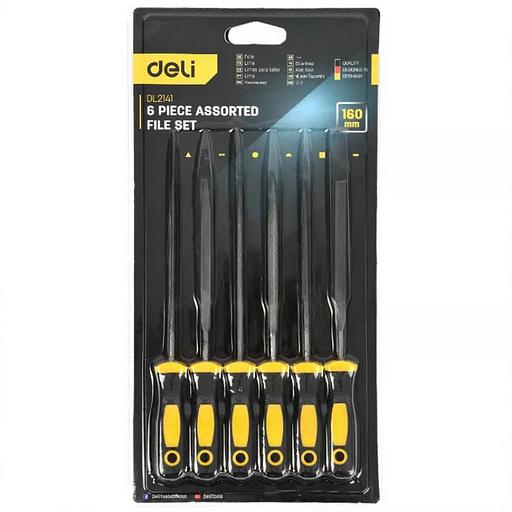Набор надфилей Deli DL2141 6шт подшипниковая сталь, противоскользящая рукоятка фото 2