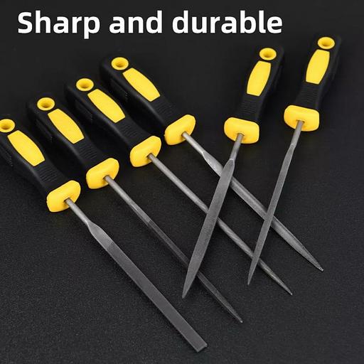 Набор надфилей Deli DL2141 6шт подшипниковая сталь, противоскользящая рукоятка фото 3