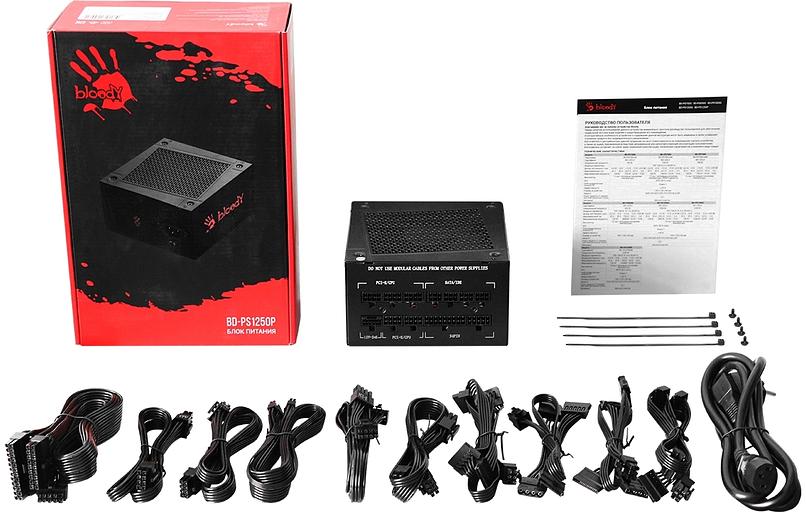 Блок питания Bloody ATX 1250W BD-PS1250P 80+ platinum (20+4pin) APFC 120mm fan 12xSATA Cab Manag RTL фото 5