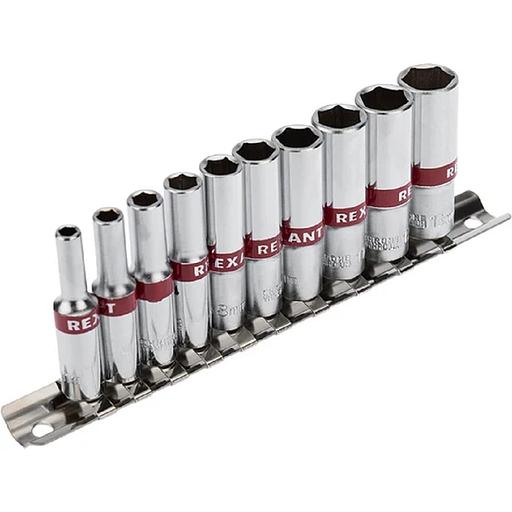 Rexant (12-8318) Набор удлиненных торцевых головок 1/4, шестигранные, CrV, 10 шт., 4-13мм фото 1