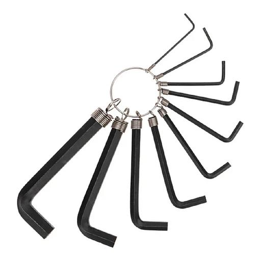 Kranz (KR-12-5201) Набор ключей имбусовых HEX 1,5-10 мм, CrV, 10 шт., оксидированные, на кольце фото 1