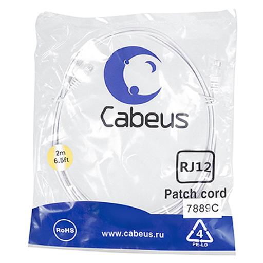 Cabeus PC-TEL-RJ12-2m Патч-корд 6p4cтелефонный, 2 м, белый фото 1