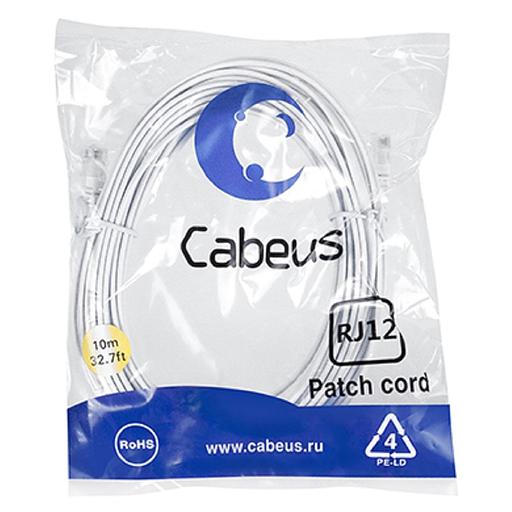 Cabeus PC-TEL-RJ12-10m Патч-корд телефонный 2х6р4с, белый, PVC, 10 м фото 1