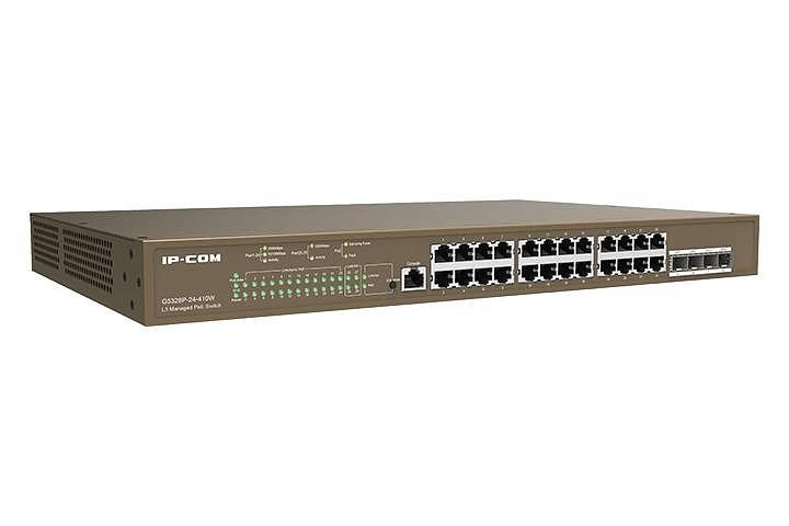 IP-COM G5328P-24-410W Управляемый PoE коммутатор третьего уровня с 24 гигабитными портами PoE, 4 SFP и 1 Console порт фото 2