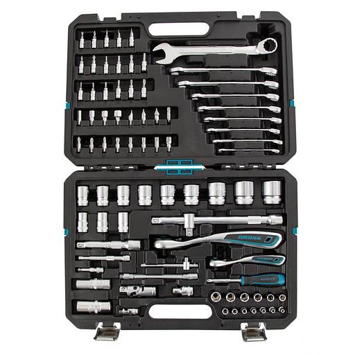 Набор инструментов, 1/4, 1/2, CrV, 120 зубьев, 82 предмета фото 3