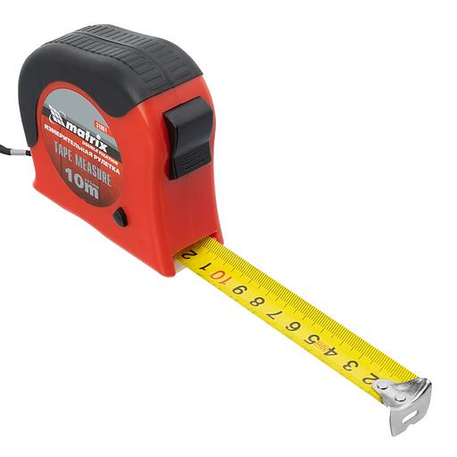 Рулетка Double fixation, 10 м х 25 мм, обрезиненный корпус, двойная плавная фиксация фото 3