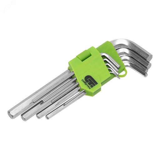 Набор ключей имбусовых HEX, 1,5–10 мм, 45x, закаленные, 9 шт., удлиненные, никель фото 1