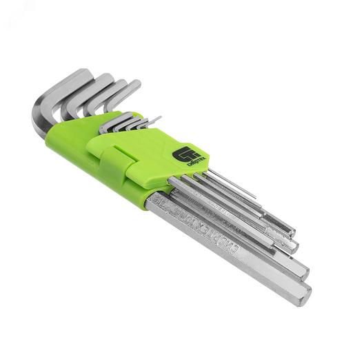 Набор ключей имбусовых HEX, 1,5–10 мм, 45x, закаленные, 9 шт., удлиненные, никель фото 2