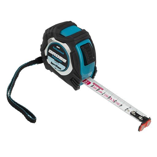 Рулетка Magnetisch, 5м х 19мм, обрезин. корпус,автоматич. фиксация, нейлон. покр.,магн.зацеп фото 3