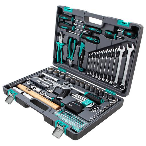 Набор инструментов, 1/2, 1/4, CrV, пластиковый кейс 98 предметов фото 1