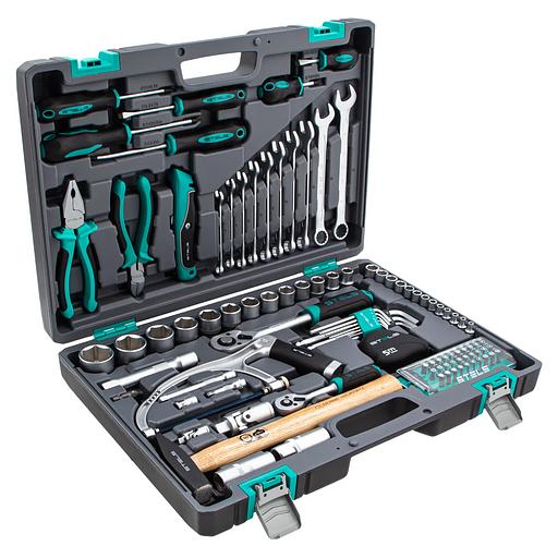 Набор инструментов, 1/2, 1/4, CrV, пластиковый кейс 98 предметов фото 2