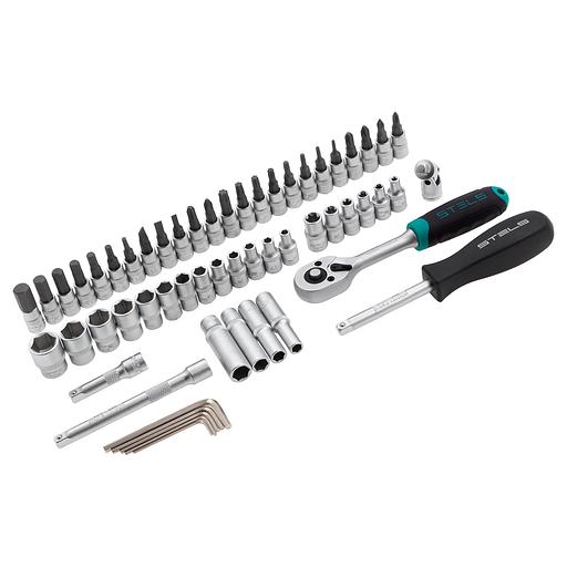 Набор инструментов, 1/4, CrV, пластиковый кейс 57 предметов фото 4