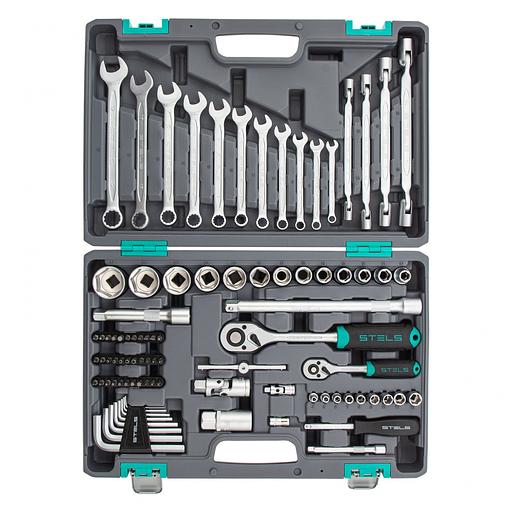 Набор инструментов, 1/2, 1/4, CrV, пластиковый кейс 88 предметов фото 2