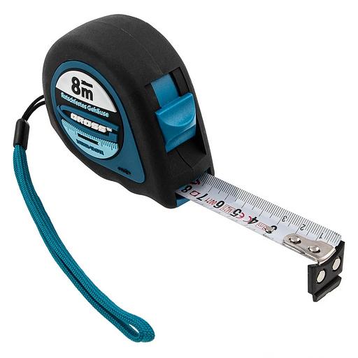 Рулетка Ergonomisch, 8 м x 25 мм, магнитный обрезиненный зацеп фото 1