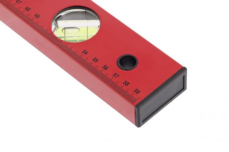 Уровень алюминиевый, 600 мм, 3 глазка, красный, линейка фото 2