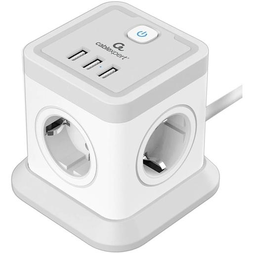Cablexpert Сетевой фильтр Tower TWR-4-U3-W-2 (Tower 4р, 10А, 3xUSB, 3.1А, 2м, ур.защиты 2+) белый, коробка {22556} фото 1