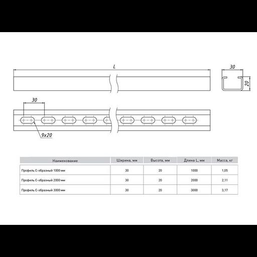 Профиль С-образный L3000 1.5мм EKF cp3000 фото 2