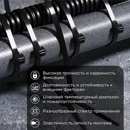 Хомут кабельный 4.8х400 нейл. черн. (уп.25шт) Rexant 07-0401-25 фото 2